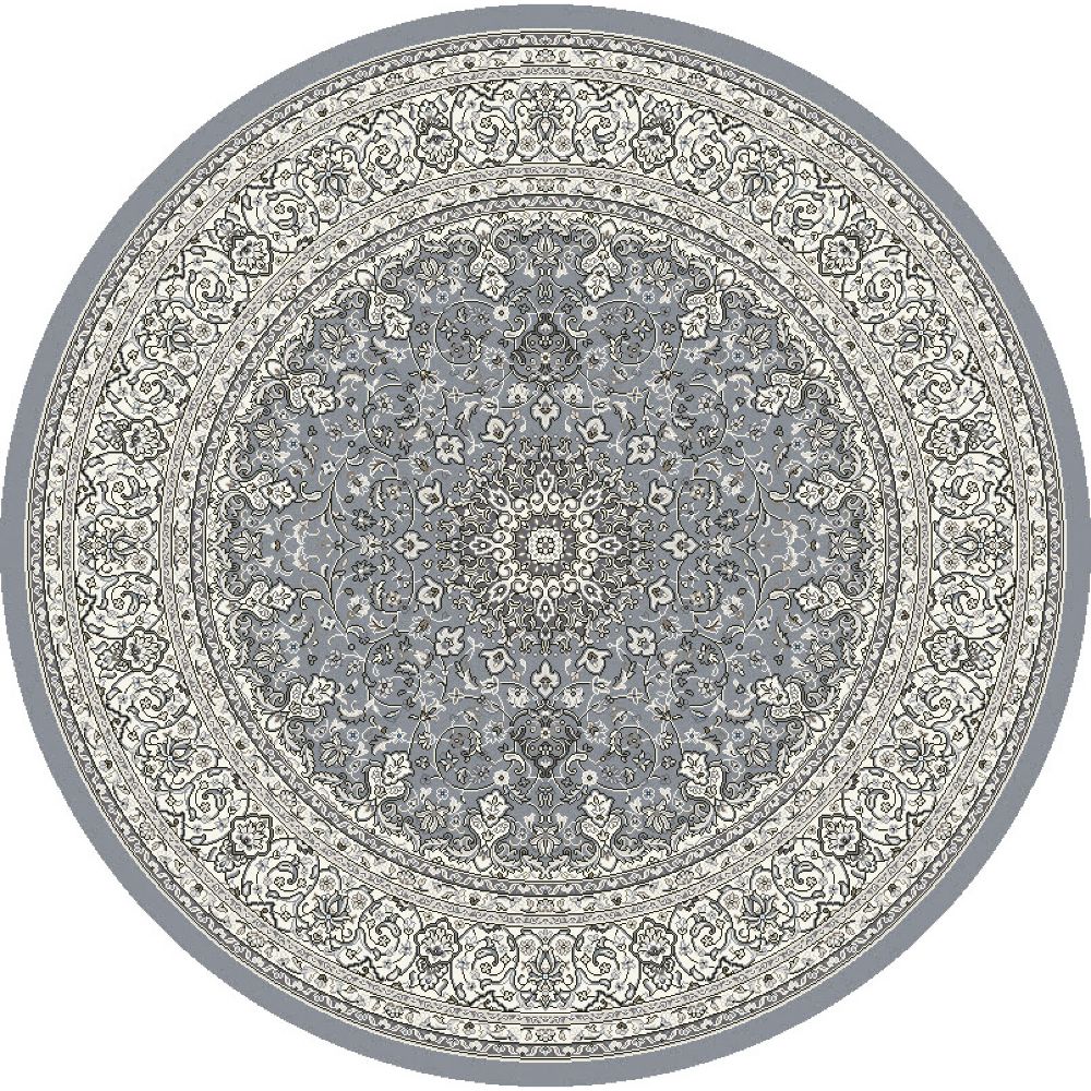 Dynamic Rugs 57119-4646 Ancient Garden 7.1 Ft. X 7.1 Ft. Round Rug in Steel Blue/Cream